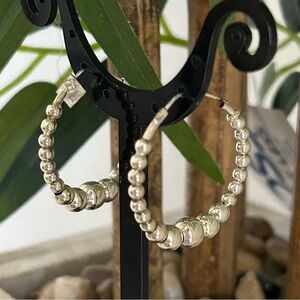 925 Silver Beaded Hoops Earrings